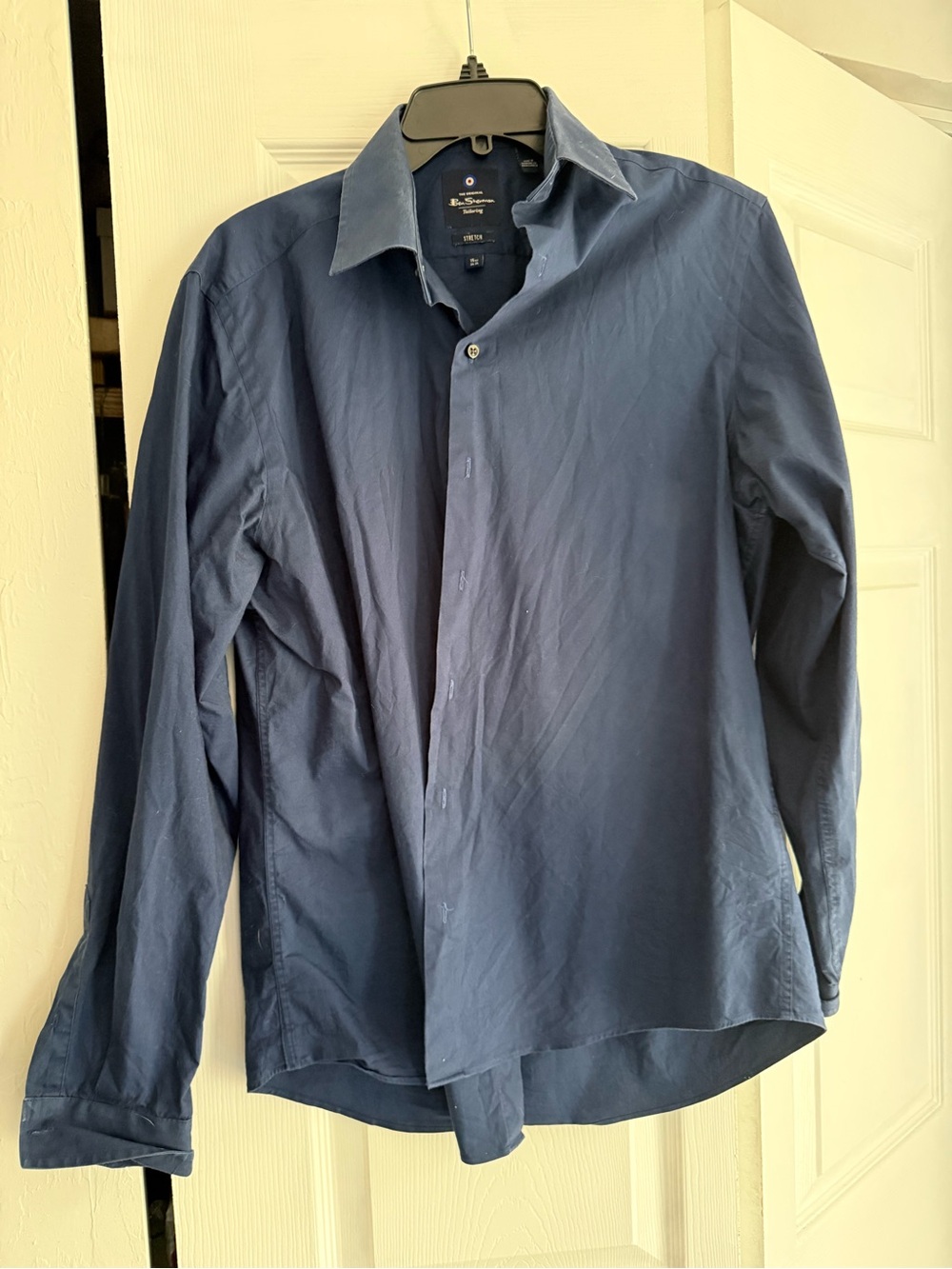Bob Sherman Navy Button-Up Dress Shirt